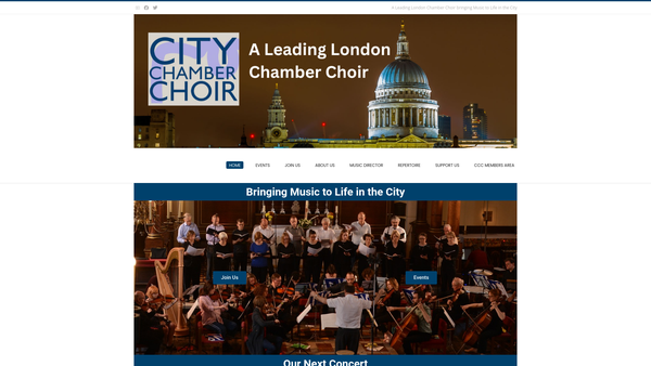 Screenshot of the City Chamber Choir website