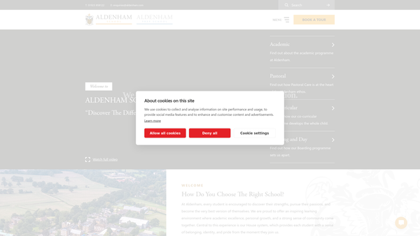 Screenshot of the The Aldenham Foundation website