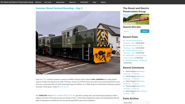 Screenshot of the The Diesel And Electric Preservation Group Limited website