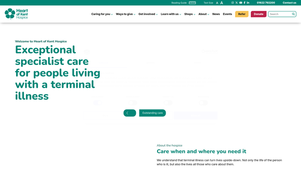 Screenshot of the The Heart Of Kent Hospice website
