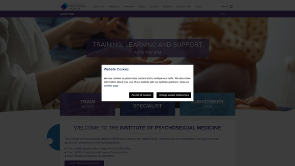 Screenshot of the Institute Of Psychosexual Medicine website