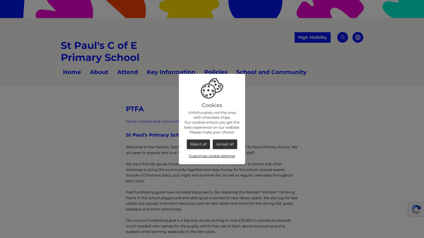 Screenshot of the The Association Of Parents, Teachers And Friends Of St Paul's School website