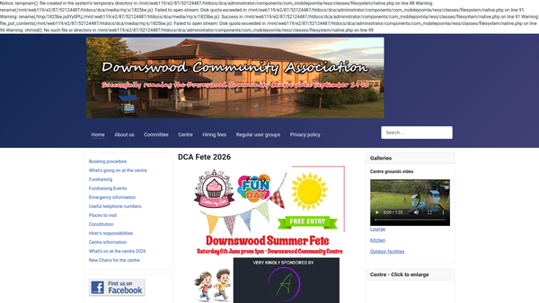 Screenshot of the Downswood Community Association website