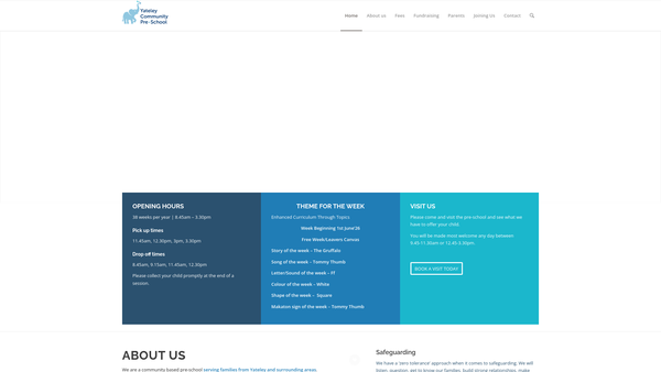Screenshot of the Yateley Community Pre-School website