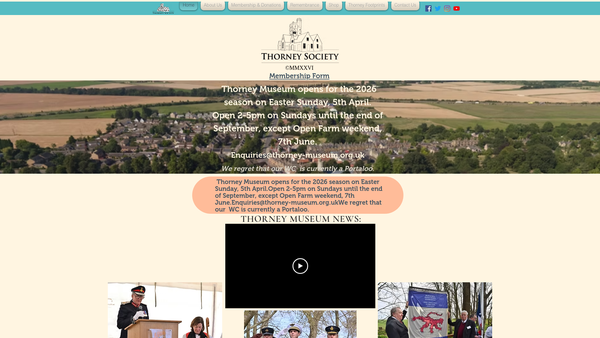 Screenshot of the Thorney Society website