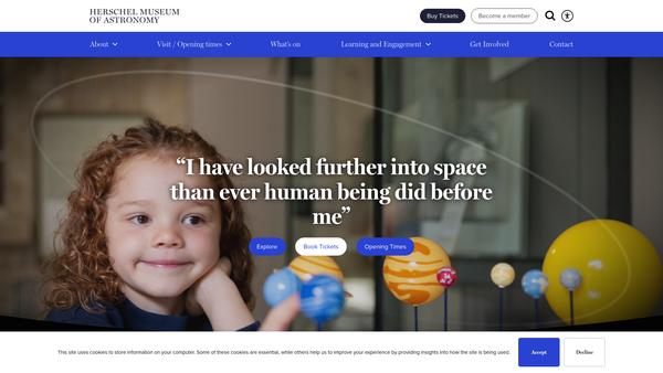 Screenshot of the Herschel House Trust website