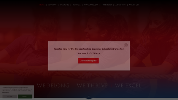 Screenshot of the Pate's Grammar School Parents Association website