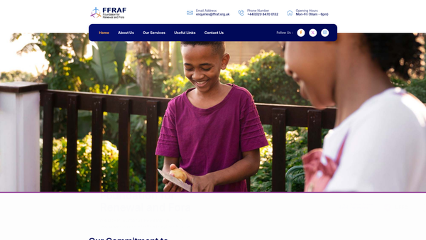 Screenshot of the Foundation For Renewal And Fora website