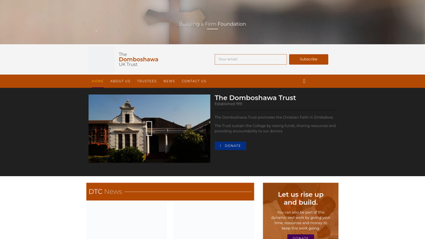 Screenshot of the The Domboshawa Trust website