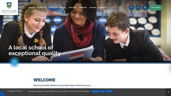 Screenshot of the Saffron Walden County High School website