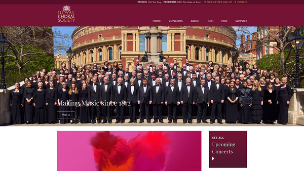 Screenshot of the Royal Choral Society Limited website
