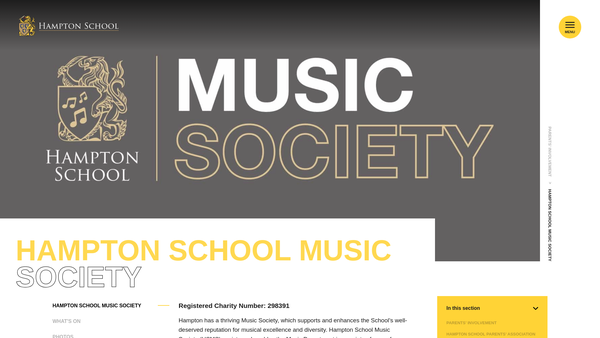 Screenshot of the Hampton School Music Society website