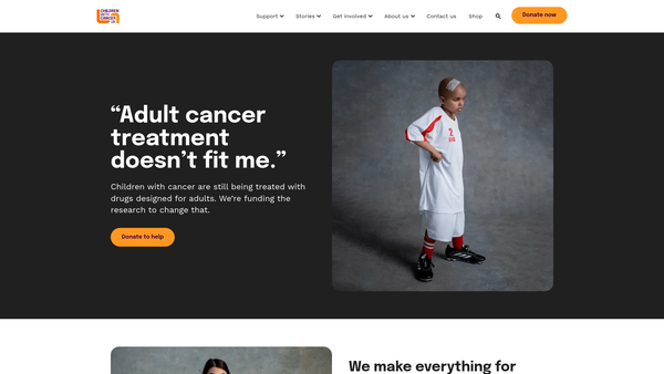 Screenshot of the Children With Cancer UK website
