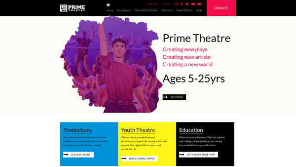 Screenshot of the Prime Theatre website