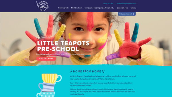 Screenshot of the Little Teapots Pre-School website