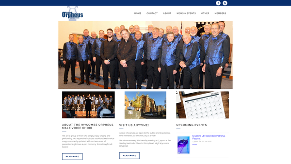 Screenshot of the High Wycombe Orpheus Male Voice Choir website
