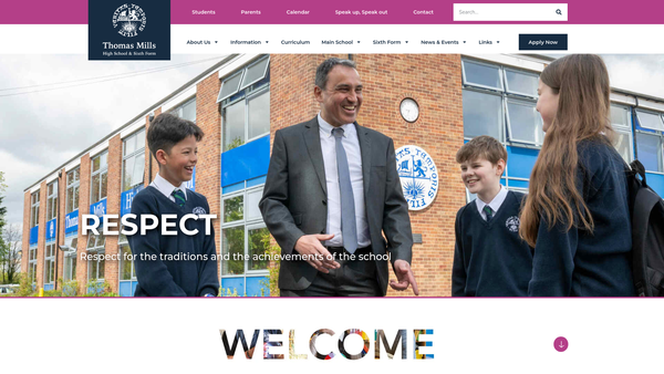 Screenshot of the The Friends Of Thomas Mills High School website