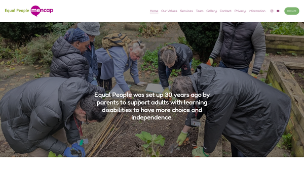 Screenshot of the Equal People Mencap website