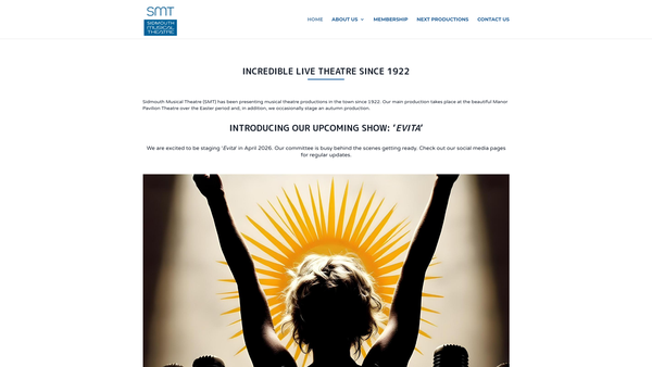 Screenshot of the Sidmouth Musical Theatre website