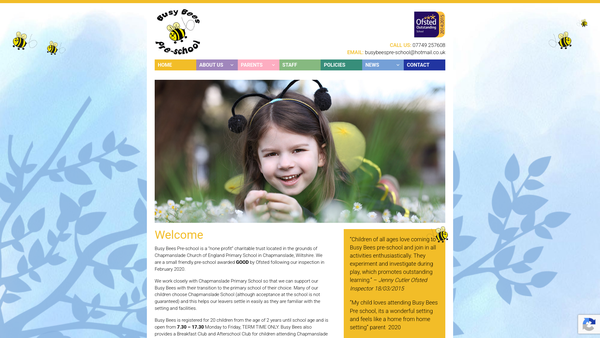 Screenshot of the Busy Bees Pre-School (Chapmanslade) website