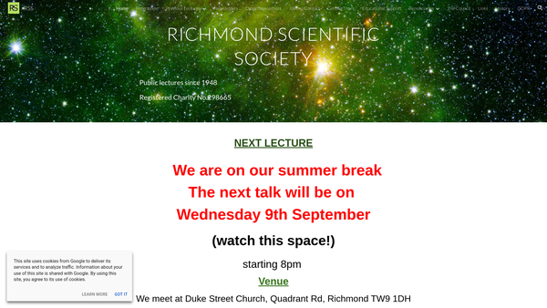 Screenshot of the Richmond Scientific Society website