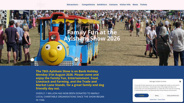Screenshot of the The Aylsham Agricultural Show Association Limited website