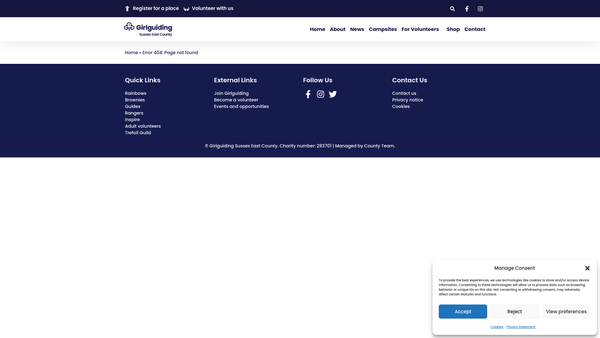 Screenshot of the Girlguiding Seahaven Division Sealarks Campsite website