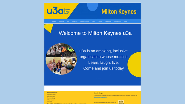 Screenshot of the Milton Keynes U3A (University Of The Third Age) website