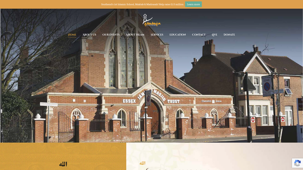 Screenshot of the The Essex Jamme Masjid Trust website