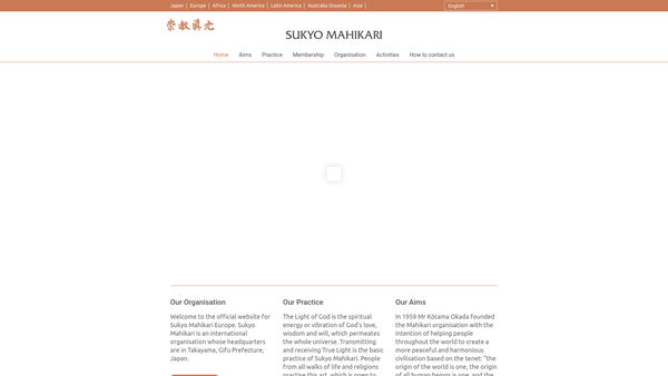 Screenshot of the Sukyo Mahikari website