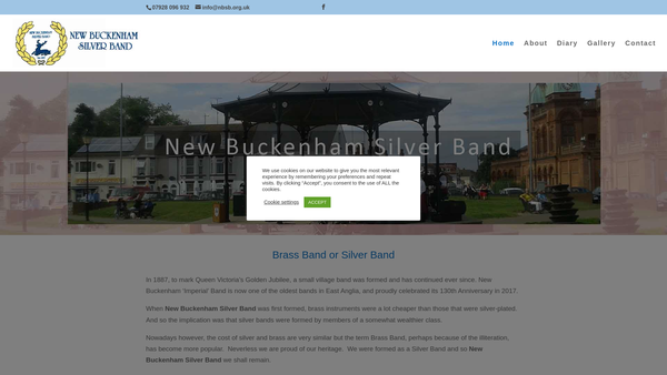 Screenshot of the New Buckenham Silver Band website