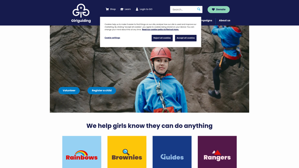 Screenshot of the Verwood District Guides Association website
