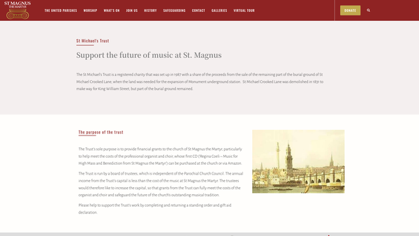 Screenshot of the St Michael's Trust website