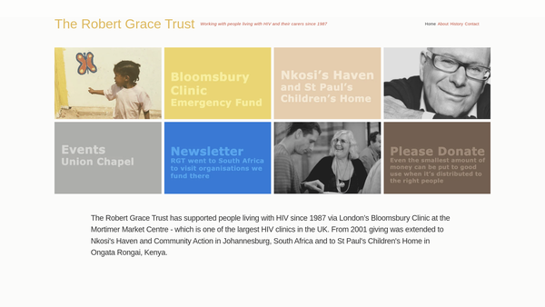 Screenshot of the The Robert Grace Trust website
