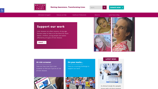 Screenshot of the Liver UK website