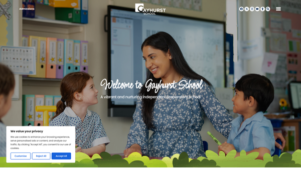 Screenshot of the Gayhurst School Trust website