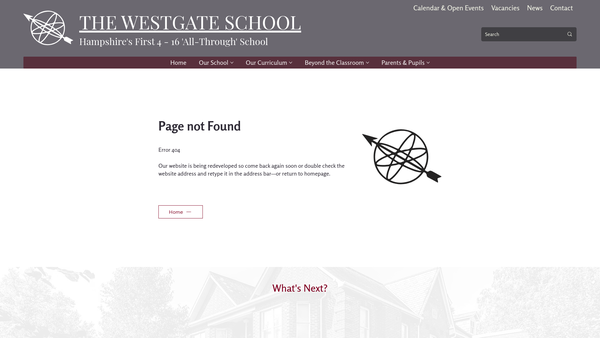 Screenshot of the The Westgate School Parent Staff Association website
