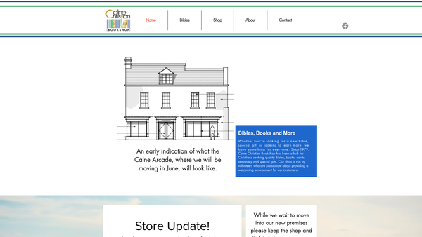 Screenshot of the Calne Christian Bookshop website