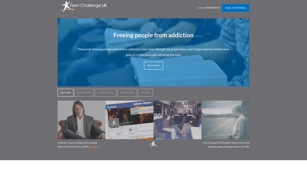 Screenshot of the Teen Challenge UK website