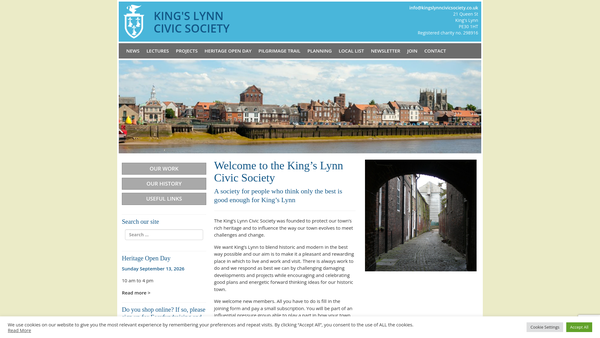Screenshot of the King's Lynn Civic Society website