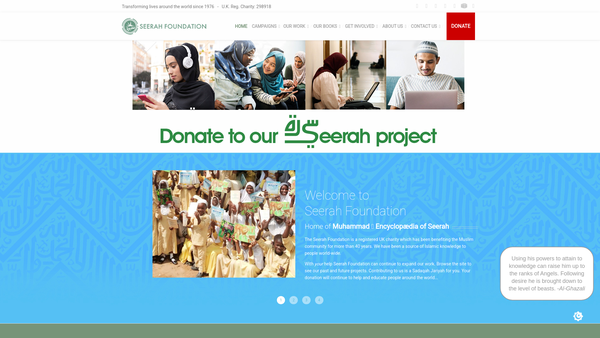 Screenshot of the Seerah Foundation website