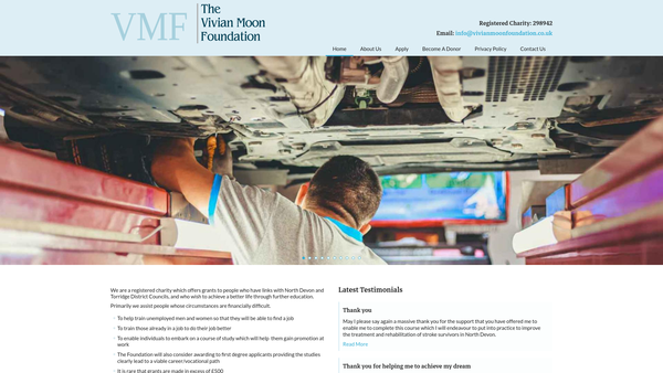 Screenshot of the The Vivian Moon Foundation website