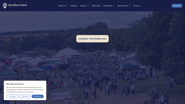 Screenshot of the Alresford And District Agricultural Society Limited website