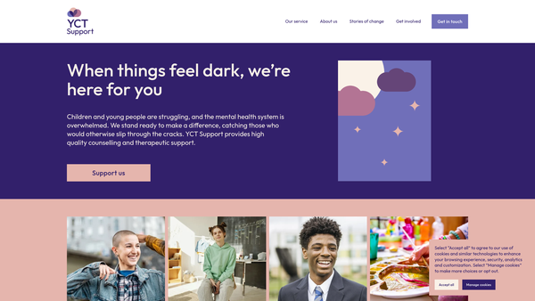 Screenshot of the Young Concern Trust website
