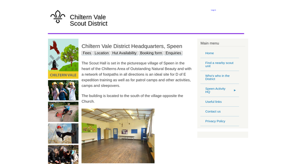Screenshot of the Speen Scout Hut website