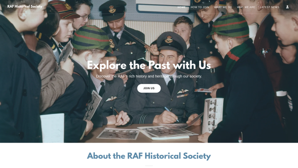 Screenshot of the Royal Air Force Historical Society website