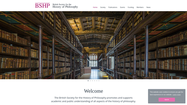Screenshot of the British Society For The History Of Philosophy website