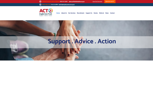 Screenshot of the Anglia Care Trust website