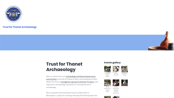 Screenshot of the The Trust For Thanet Archaeology website