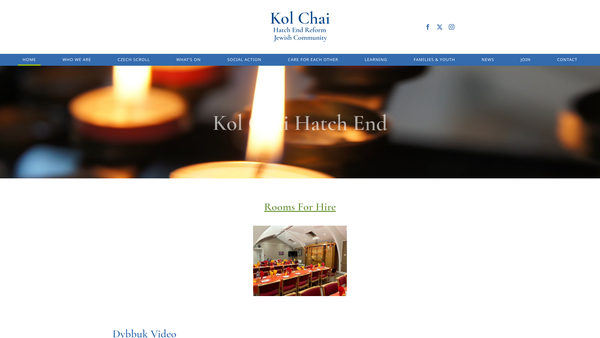 Screenshot of the Kol Chai - Hatch End Jewish Community website